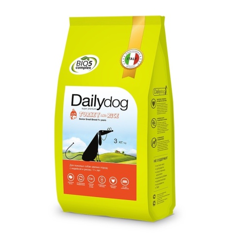 Сухой корм Dailydog Senior Small Breed Turkey and Rice для пожилых собак мелких пород с индейкой и рисом 3 кг фото 2