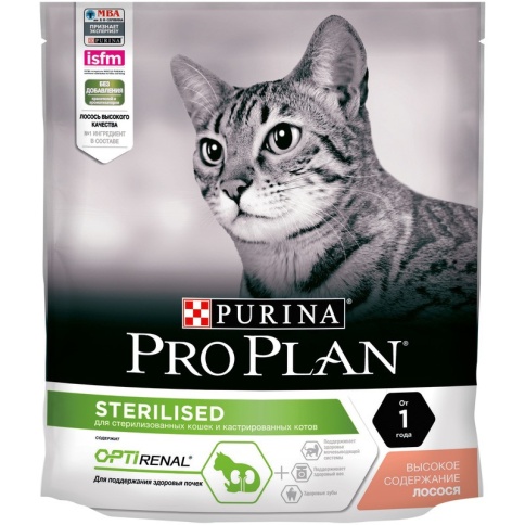 Сухой корм Pro Plan Cat Adult Sterilised OPTI-RENAL для стерилизованных кошек с лососем - 400 г фото 1