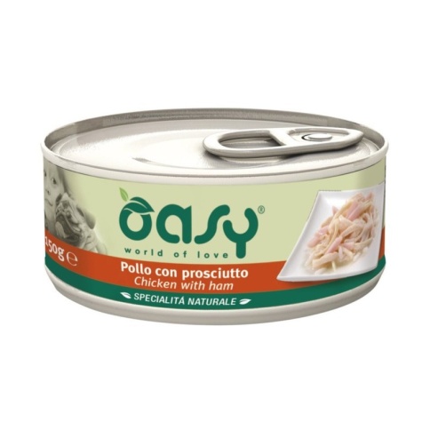 Oasy Wet dog Specialita Naturali Chicken Ham дополнительное питание для взрослых собак с курицей и ветчиной в консервах - 150 г фото 1
