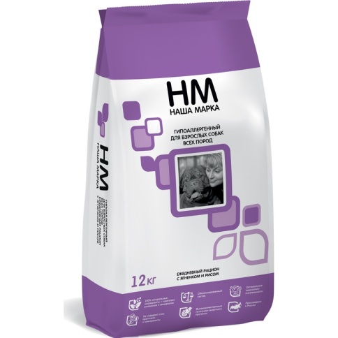 Наша Марка сухой гипоаллергенный корм для взрослых собак всех пород с ягненком и рисом - 12 кг фото 2