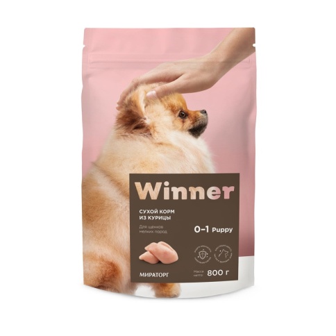Сухой корм Winner для щенков мелких пород с курицей - 800 г фото 2