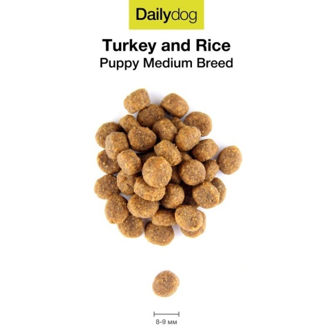 Сухой корм Dailydog Puppy Medium Breed Turkey and Rice для щенков средних пород с индейкой и рисом 3 кг фото 1
