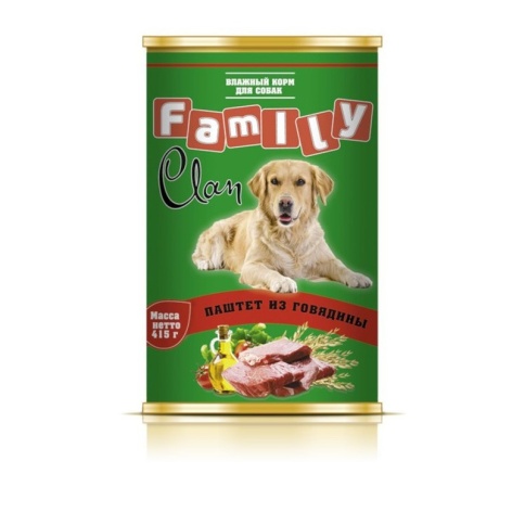 Clan Family влажный корм для собак паштет из говядины в консервах - 415 г фото 1