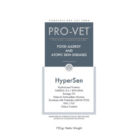 PRO-VET Hypersen диетический корм для кошек при аллергии, дерматите, идиопатическом колите 750 гр фото 2