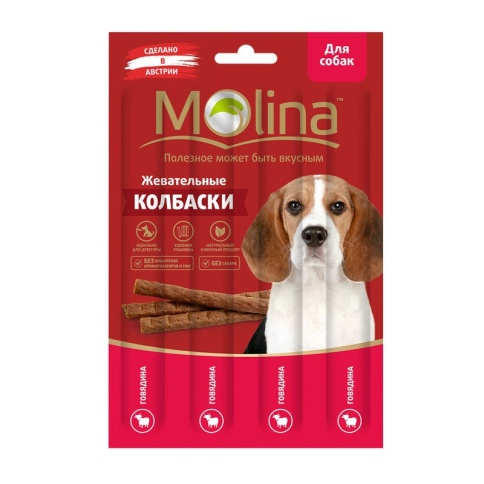 Molina Жевательные колбаски для собак с говядиной 20 г фото 2