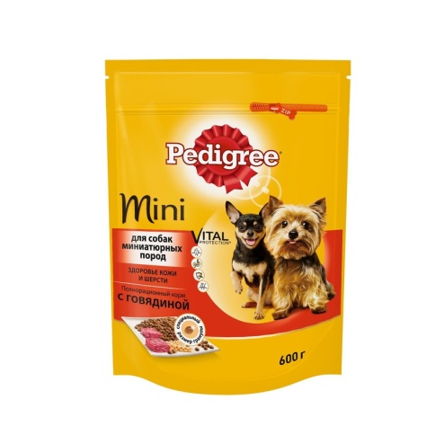 Pedigree сухой корм для взрослых собак мини пород с говядиной - 600 г фото 1