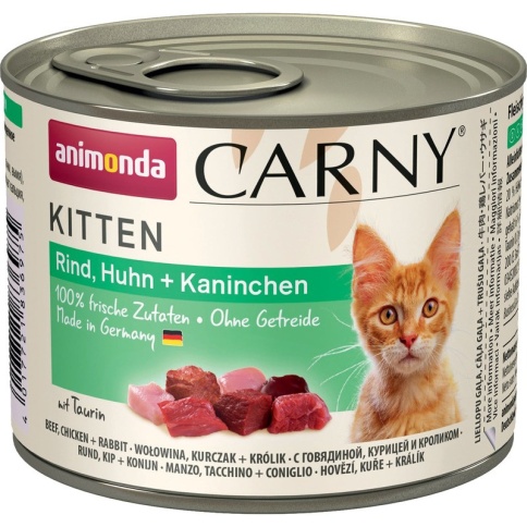 Animonda Консервы Carny Kitten с говядиной курицей и кроликом для котят - 200 г фото 2