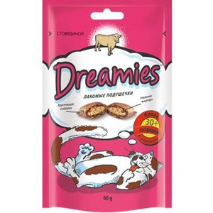 Dreamies лакомые подушечки для кошек с говядиной 30 г фото 1