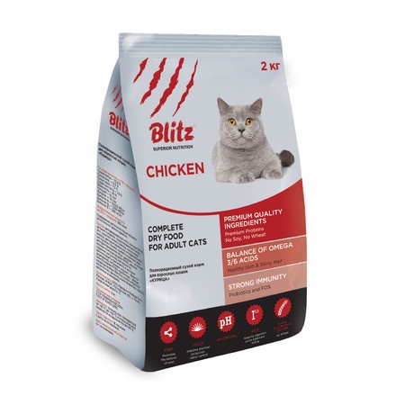 Blitz Adult Cats Chicken для кошек с курицей - 2 кг фото 1