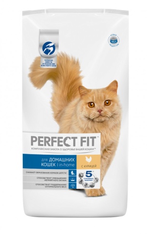 Perfect Fit In - home сухой корм с курицей для взрослых домашних кошек от 1 года до 8 лет - 3 кг фото 1