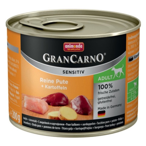Animonda GranCarno Sensitiv / Анимонда Гран Карно Сенситив с индейкой и картофелем для чувствительных собак 200 г (консервы) фото 2