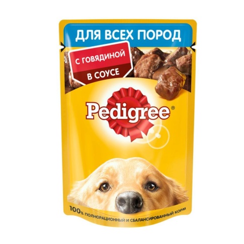 Pedigree влажный корм для взрослых собак с говядиной в паучах - 85 г фото 1