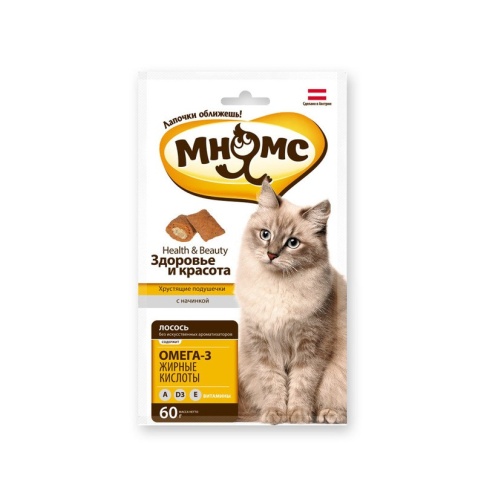 Мнямс хрустящие подушечки с лососем для кошек Здоровье и красота 60 г фото 2