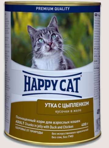 Консервы Happy Cat для взрослых кошек с уткой и цыпленком - 400 г фото 1