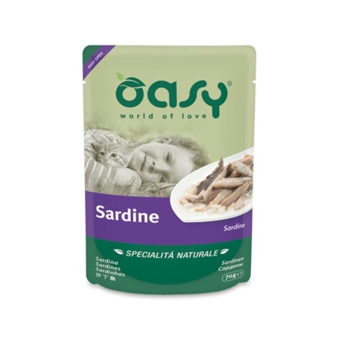 Oasy Wet cat Specialita Naturali Sardine дополнительное питание для кошек с сардинами в паучах - 70 г (1 шт) фото 1