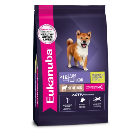 Сухой корм Eukanuba Puppy для щенков до 12 месяцев с ягненком, 3 кг фото 1