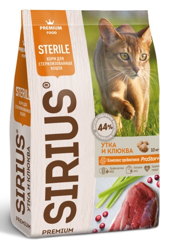 Sirius сухой корм для стерилизованных кошек с уткой и клюквой - 400 г фото 1