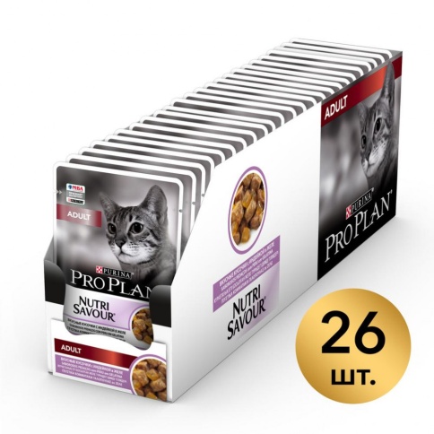 Влажный корм Purina Pro Plan Nutri Savour для взрослых кошек с индейкой в желе - 85 г фото 2