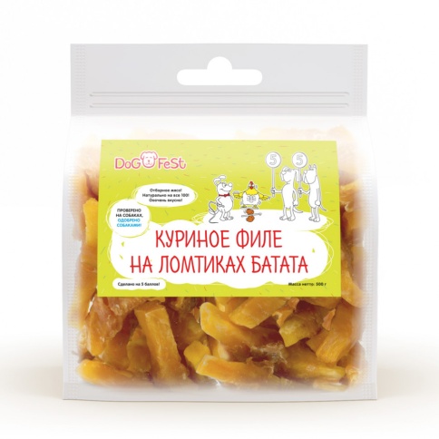 Dog Fest Куриное филе на ломтиках батата для собак 500 г фото 1