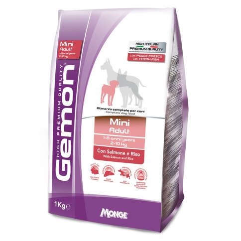 Gemon Dog Mini сухой корм для взрослых собак мелких пород с лососем и рисом - 1 кг фото 1