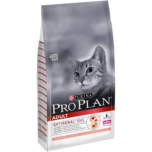 Pro Plan Cat Adult Optirenal сухой корм для взрослых кошек с лососем - 10 кг фото 1