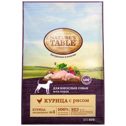 Nature`s Table сухой корм для собак с курицей и рисом - 800 г фото 2