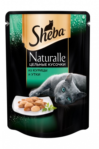 Sheba Naturalle влажный корм в паучах для кошек с курицей и уткой 80 г фото 1