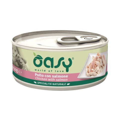 Oasy Wet dog Specialita Naturali Chicken Salmon дополнительное питание для взрослых собак с курицей и лососем в консервах - 150 г фото 1