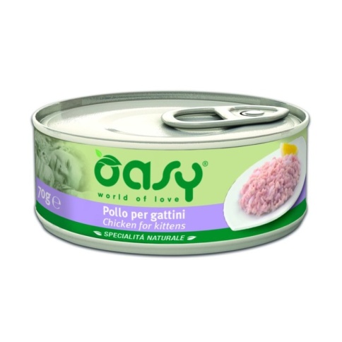 Oasy Wet cat Specialita Naturali Kitten Chicken дополнительное питание для котят с курицей в консервах - 70 г фото 1