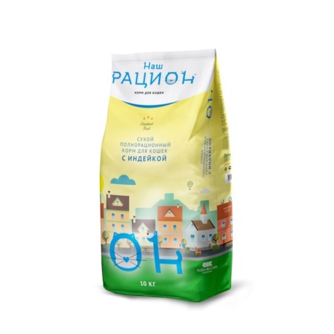Наш рацион сухой корм для взрослых кошек с индейкой - 10 кг фото 1
