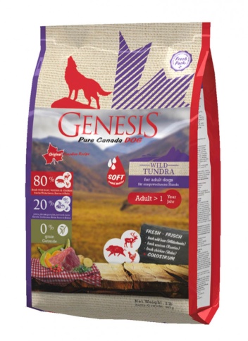 Genesis Pure Canada Wild Tundra Soft с повышенной влажностью для взрослых собак всех пород с мясом дикого кабана, северного оленя и курицы 907 гр фото 1