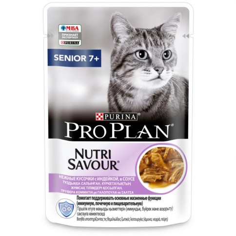 Влажный корм Purina Pro Plan Nutri Savour для взрослых кошек старше 7 лет с индейкой в соусе - 85 г фото 1
