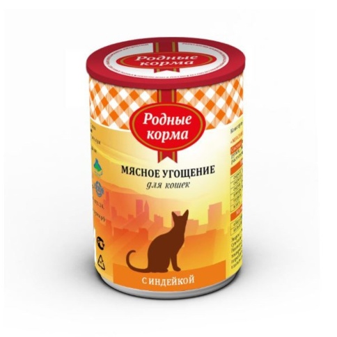 Родные корма Мясное угощение с Индейкой консервы для кошек 340 г фото 2