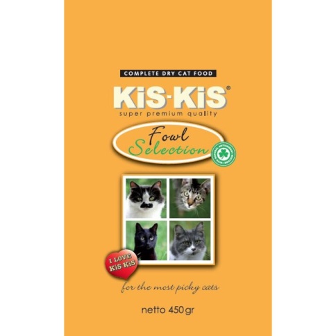 KiS-KiS Fowl selection корм для взрослых кошек с индейкой, гусем,уткой и курицей 450 гр фото 2