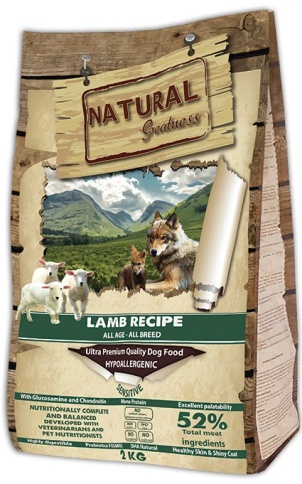 Natural Greatness Lamb Recipe Sensitive сухой корм для взрослых собак с чувствительным пищеварением с ягненком - 2 кг фото 1