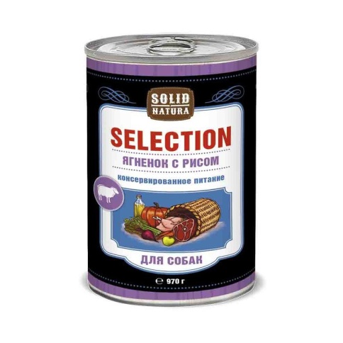Solid Natura Selection Ягненок с рисом влажный корм для собак в жестяной банке 970 г фото 2