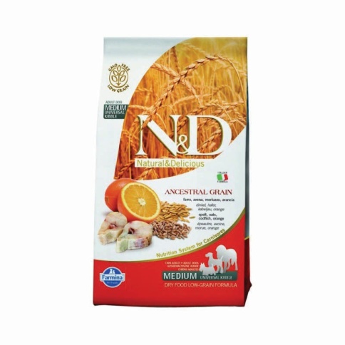 Farmina N&D Low - Grain Canine Codfish & Orange Adult Medium низкозерновой сухой корм с треской и апельсином для взрослых собак - 12 кг фото 2