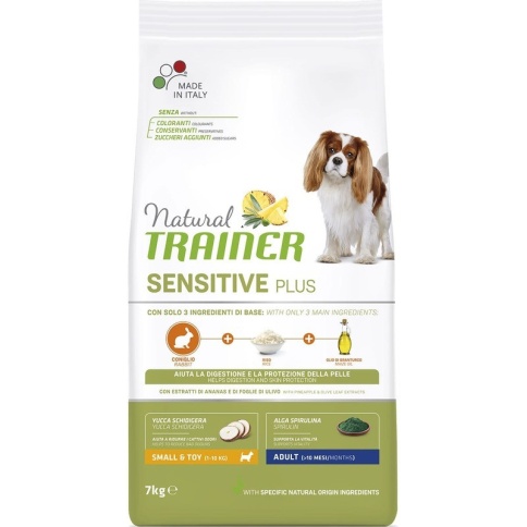Trainer Natural Sensitive Plus гипоаллергенный сухой корм для взрослых собак мелких пород c кроликом 7 кг фото 1