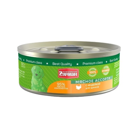 Четвероногий Гурман Мясное ассорти с индейкой для щенков 100 г фото 1