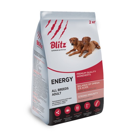 Blitz Adult Energy Dog для активных собак с курицей - 2 кг фото 1