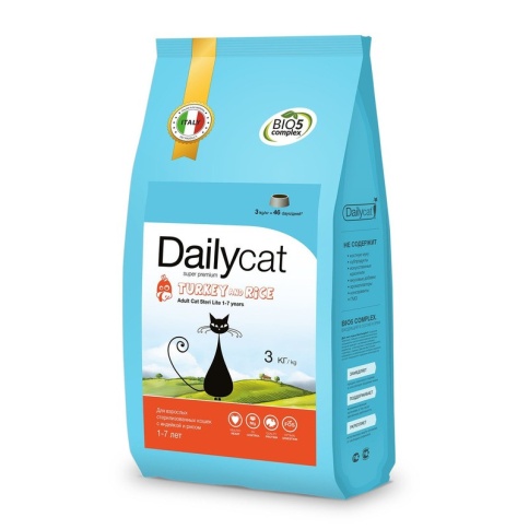 Dailycat Adult Sterli Lite Turkey & Rice для взрослых кастрированных и стерилизованных кошек с индейкой и рисом 3 кг фото 2