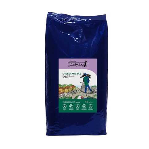 Dailydog Casual Dog Puppy All Breed Chicken and Rice сухой корм для щенков с курицей и рисом - 12 кг фото 1