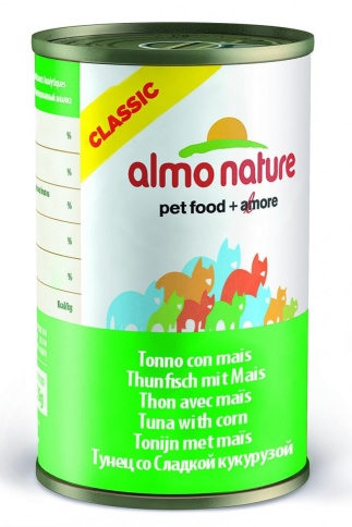 Almo Nature Classic Tuna with Sweet Corn консервированный корм с тунцом и сладкой кукурузой в бульоне для взрослых кошек - 40 г фото 1
