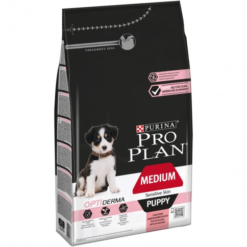 Purina Pro Plan medium сухой корм для щенков средних пород с чувствительной кожей с лососем и рисом - 1.5 кг фото 1