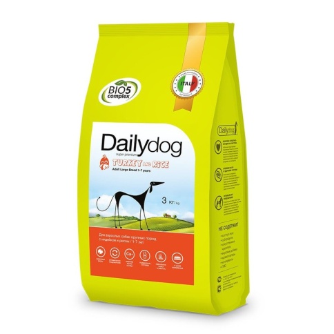 Dailydog Adult Large Breed Turkey and Rice сухой корм для взрослых собак крупных пород с индейкой и рисом - 3 кг фото 1
