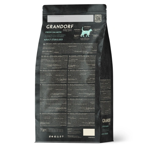 Сухой корм Grandorf Fresh Cat для стерилизованных кошек для здоровья кожи и шерсти или склонных к аллергии лосось с бататом 2 кг фото 2