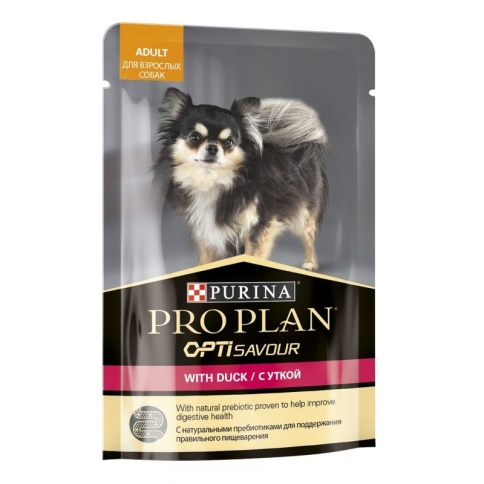 Влажный корм Purina Pro Plan Small & Mini для взрослых собак миниатюрных и мелких пород c уткой в соусе в паучах - 100 г фото 1