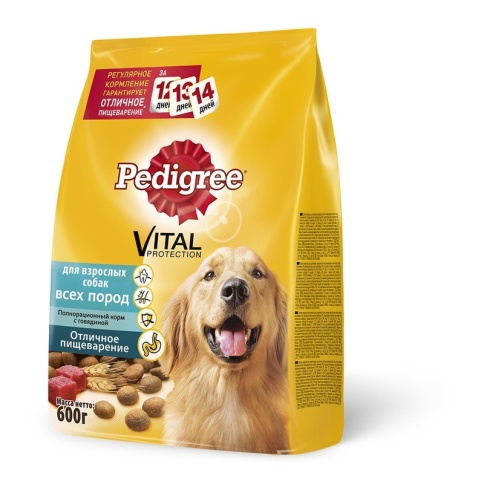 Pedigree сухой корм для взрослых собак всех пород с говядиной - 600 г фото 1