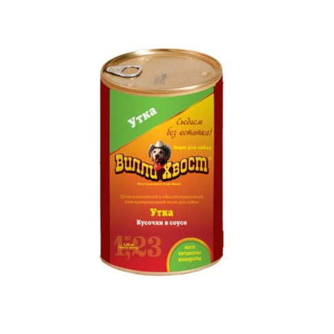 Влажный корм Вилли Хвост для собак с уткой - 1,230 кг фото 2