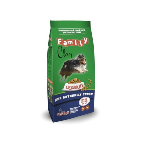 Clan Family сухой корм для взрослых активных собак с курицей - 15 кг фото 1